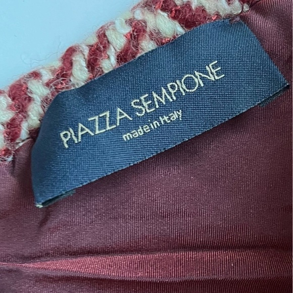 Piazza Sempione • Burgundy Herringbone Tweed Mini Skirt - Picture 6 of 6